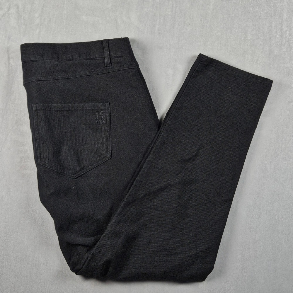 Psycho Bunny Hays Twill Pants Mens 38x30 Black Stretch Five-Pocket Trousers